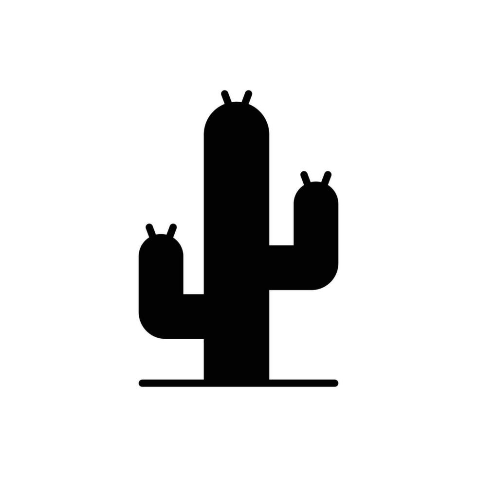 Cactus icon. Simple solid style. Desert plant, sun, empty, saguaro cactus, nature concept. Silhouette, glyph symbol. Vector illustration isolated.