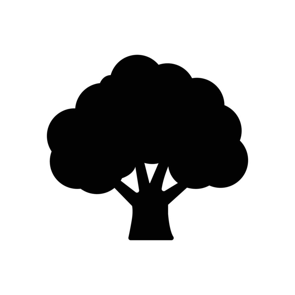Tree icon. Simple solid style. Oak, plant, wood, nature, forest concept. Silhouette, glyph symbol. Vector illustration isolated.