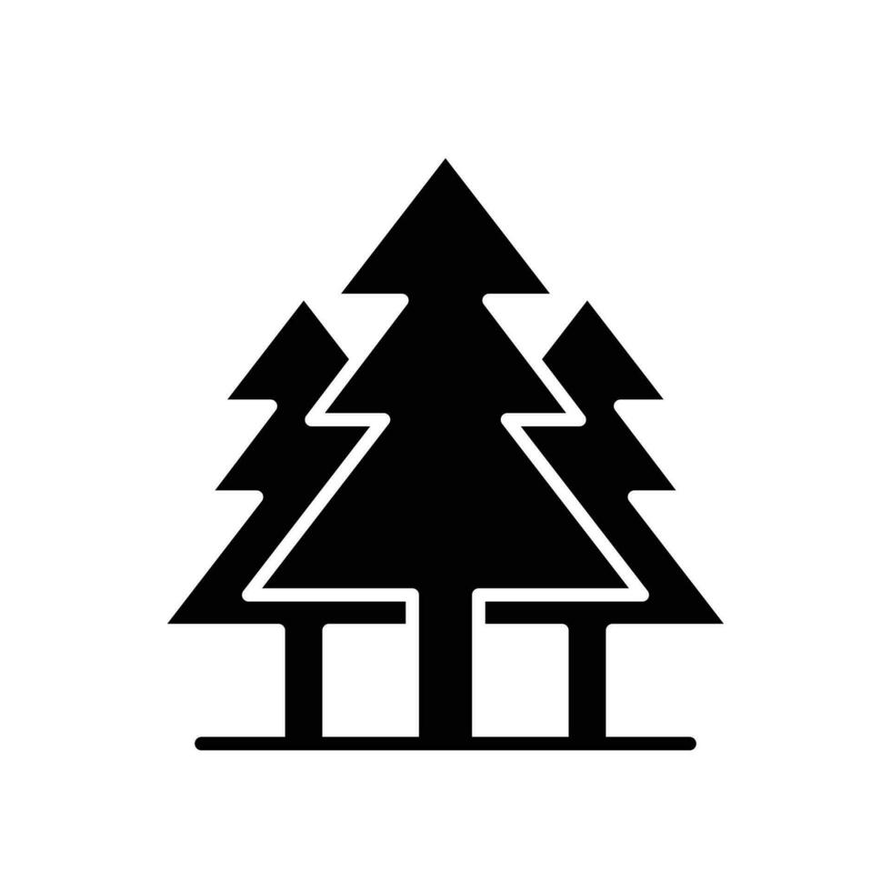Pine tree icon. Simple solid style. Three trees, fir, evergreen, forest concept. Silhouette, glyph symbol. Vector illustration isolated.