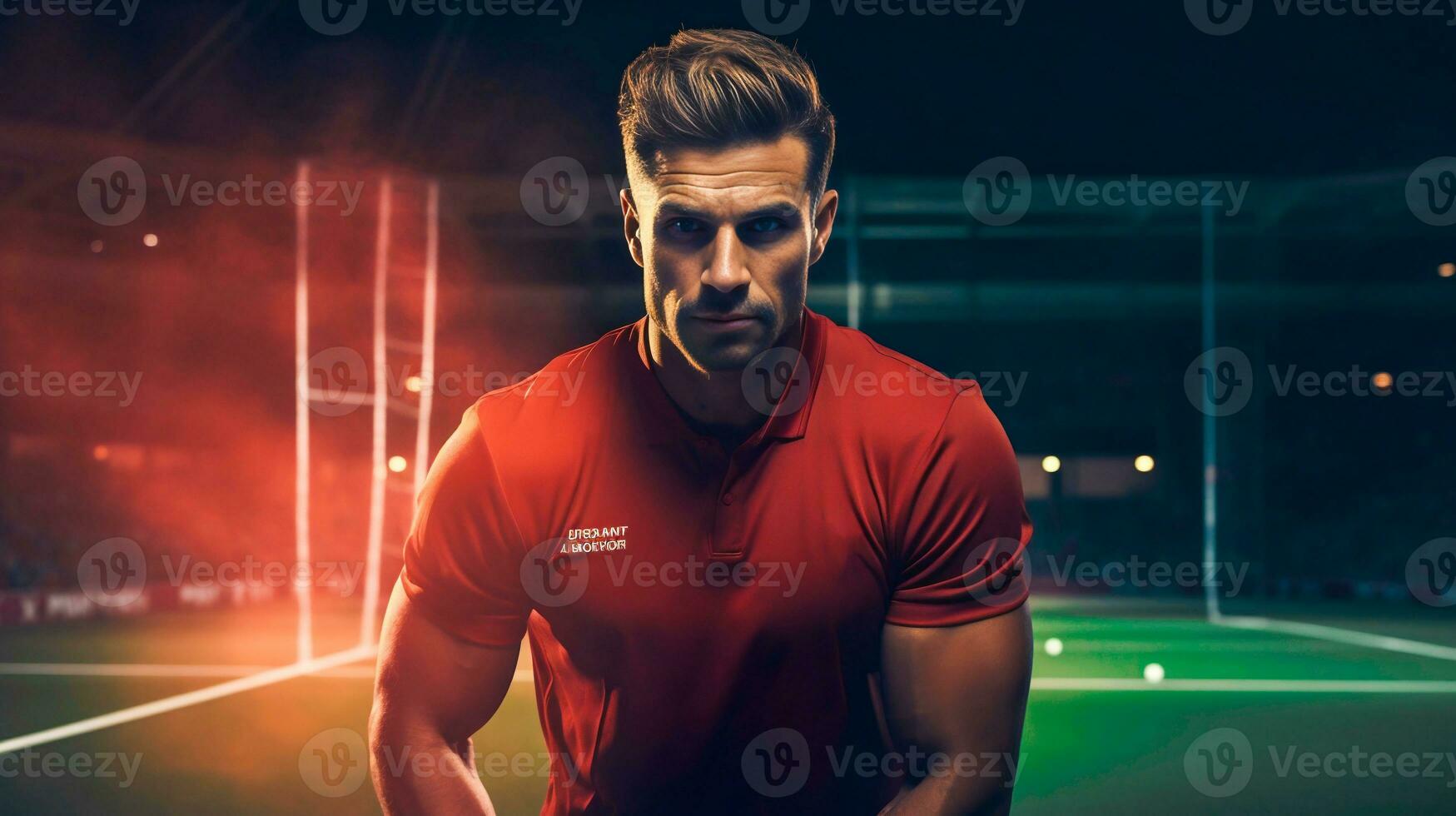 Penalty Shot A Dramatic Moment of a Football Player in a Stadium AI Generated photo