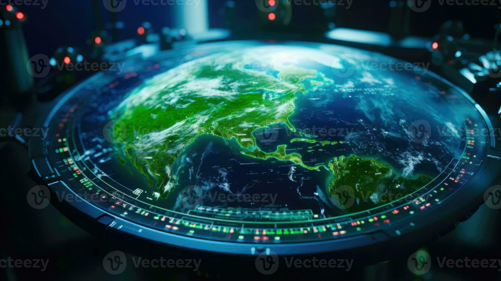 Space Science and Technology Earths Data on a CuttingEdge Monitor AI Generated photo