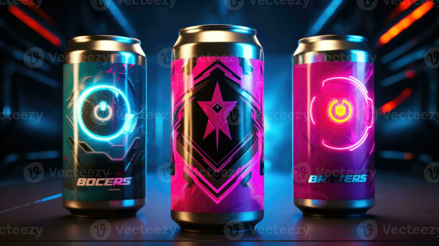 A Cyberpunk Style Energy Drink Label with a Surge of Power and a HighTech Design AI Generated photo