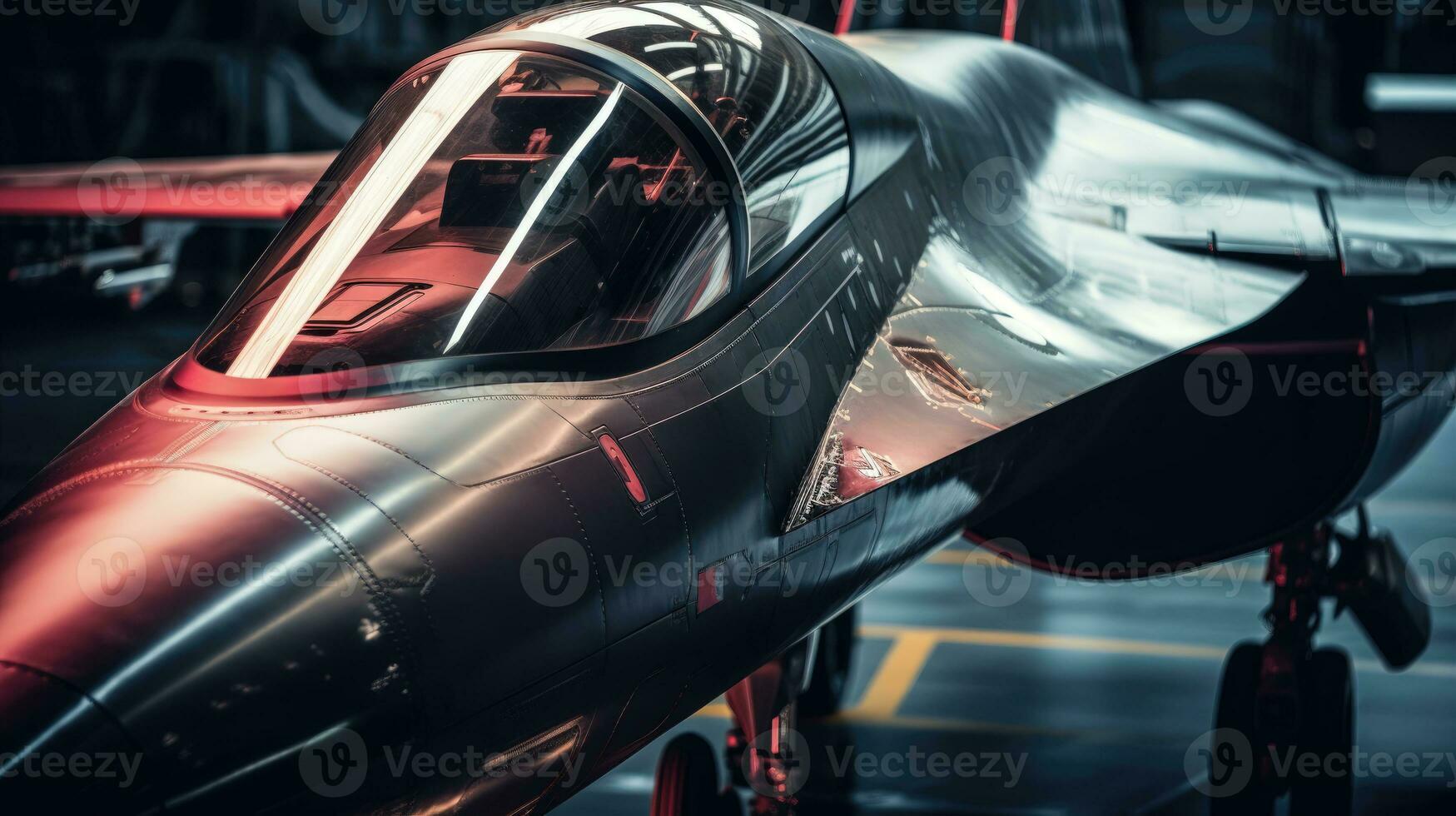 A close up of the wingtip and aileron of a fighter jet with the navigation light AI Generated photo