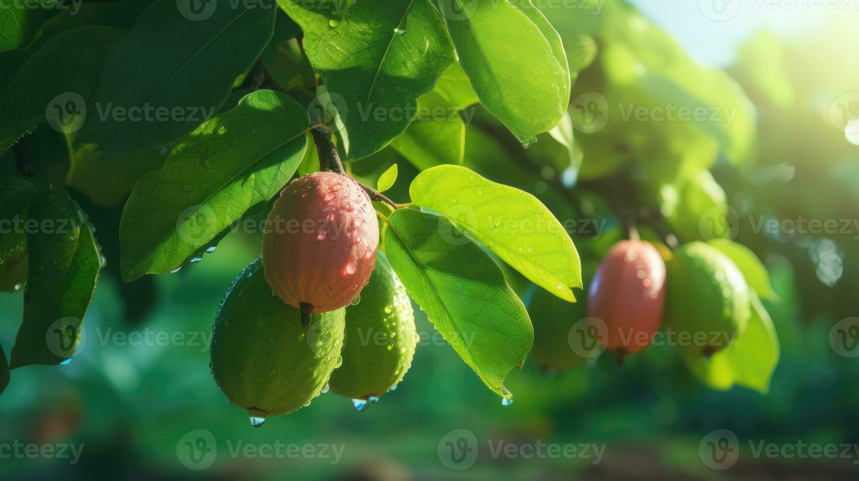 Guava Harvest A Fruitful Orchard with Ripe and Juicy Guavas AI Generated photo