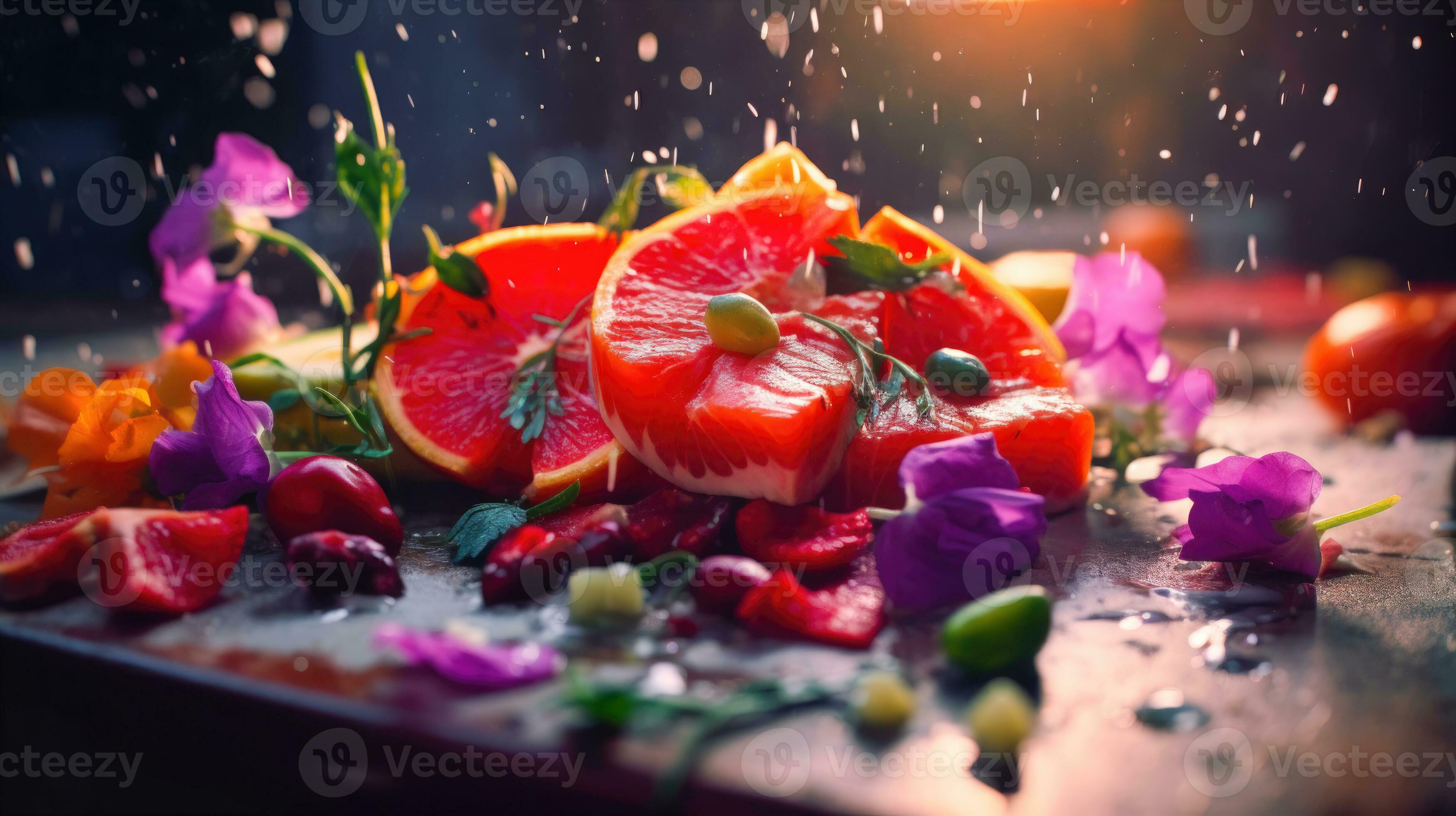 Freshness and Flavor Representation of a Salad and Fruit Photography AI 