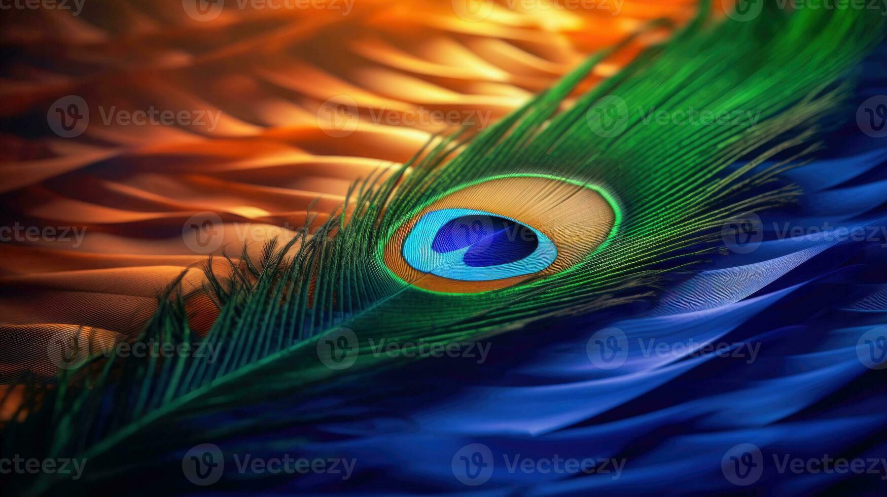 Peacock Bright Eye Feather A beautiful and colorful feather of Bird AI Generated photo