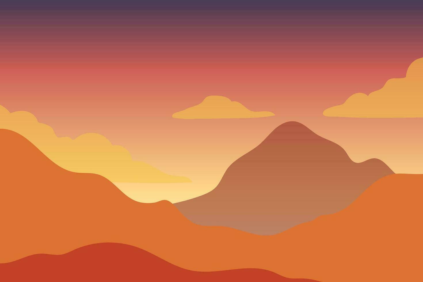 Flat minimalistic design panorama of a mountain landscape easy to change colors vector