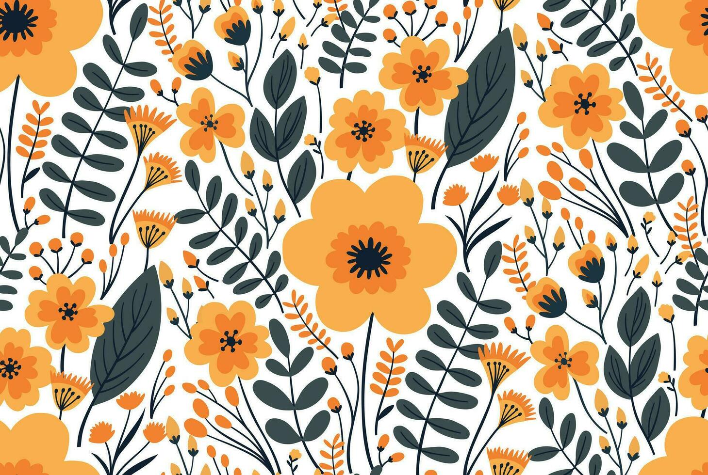 Seamless pattern with hand drawn florals. Decorative backdrop for fabric, textiles, wrapping paper, cards, invitations, wallpaper, and web design. vector