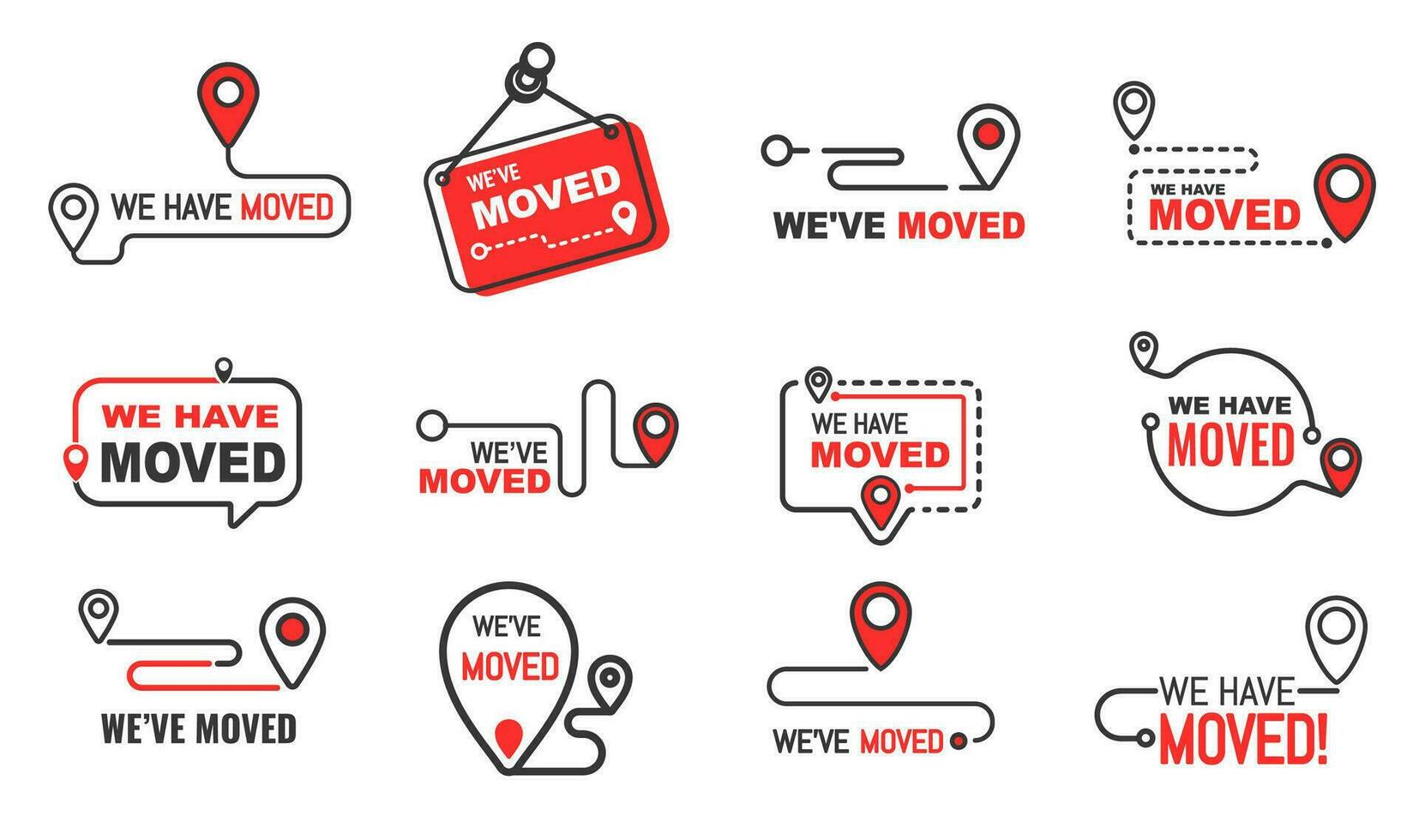 Have move icons, office or home address change vector