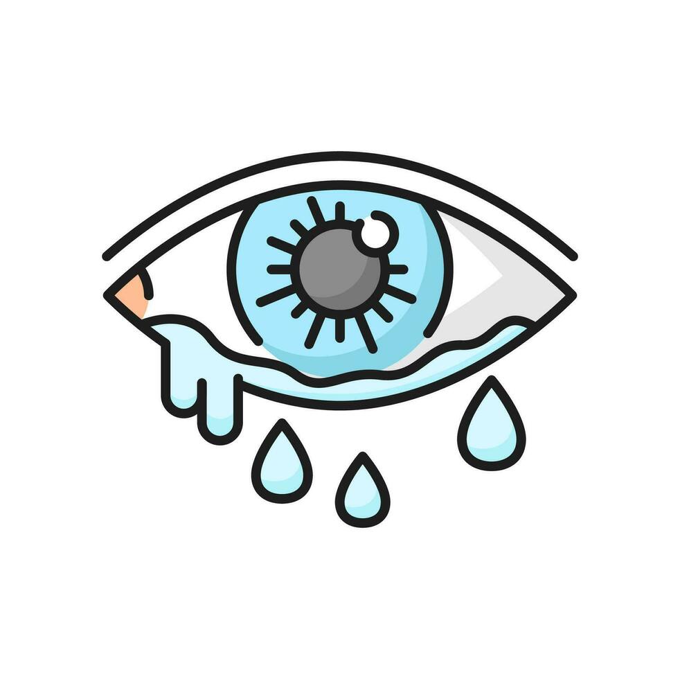 alergia acuoso ojos síntoma color línea icono vector
