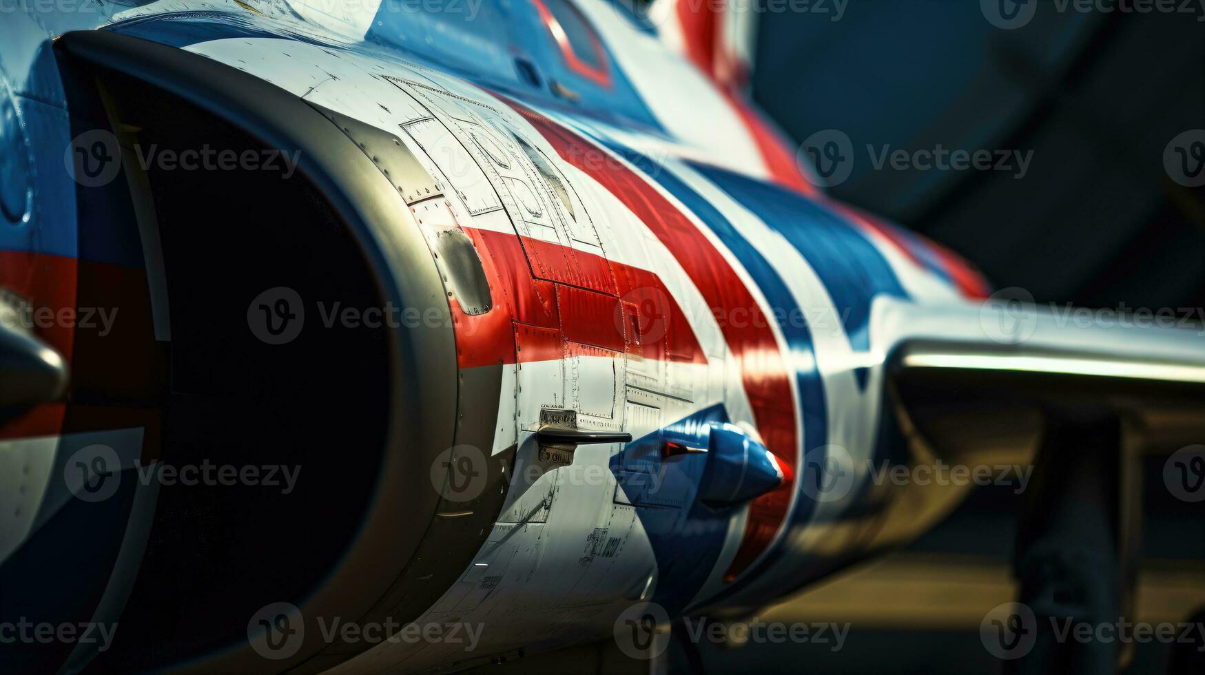 A close up of the tail and rudder of a fighter jet AI Generated photo