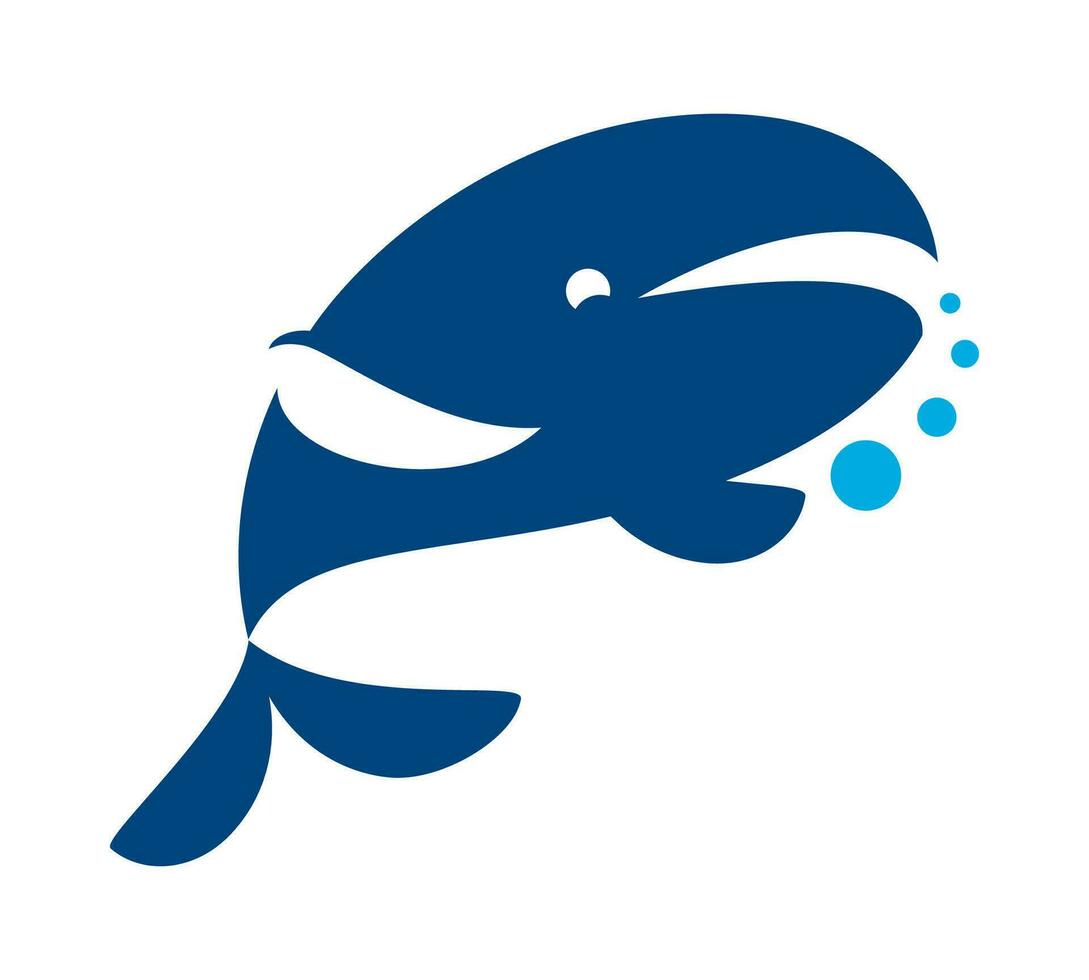 Blue whale icon, sea or ocean marine animal vector
