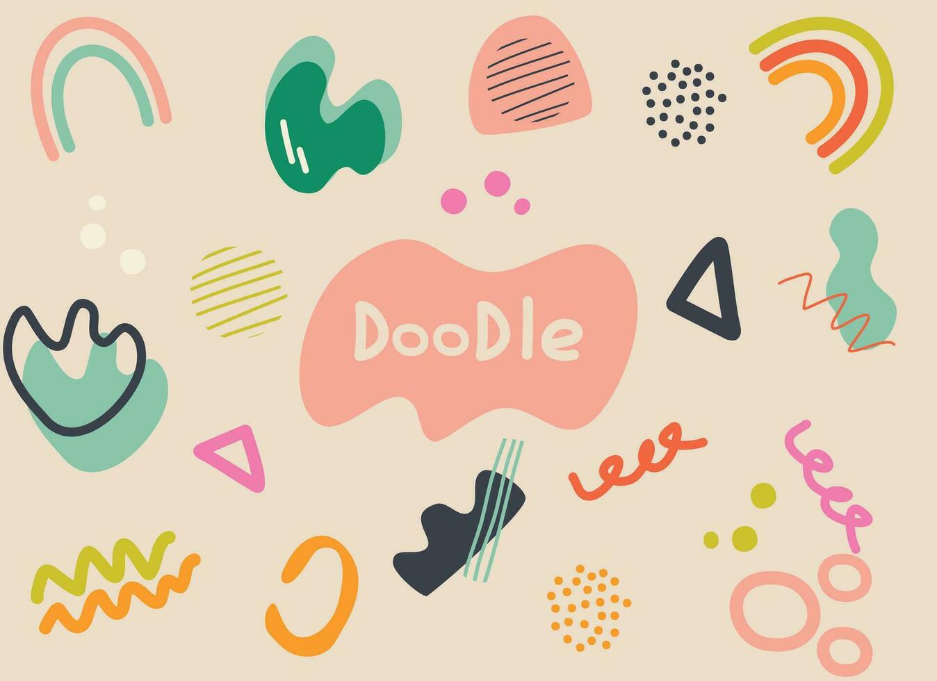 cute bright doodle set of different shapes vector nillustration