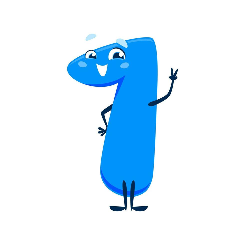 Cartoon cute funny number one playful character vector