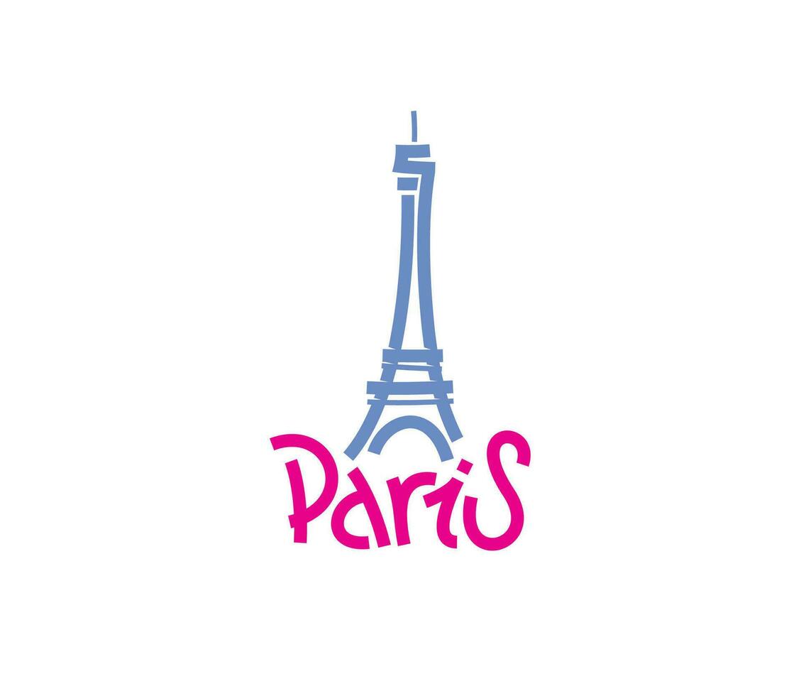 Paris Eiffel Tower icon, France romantic tour vector