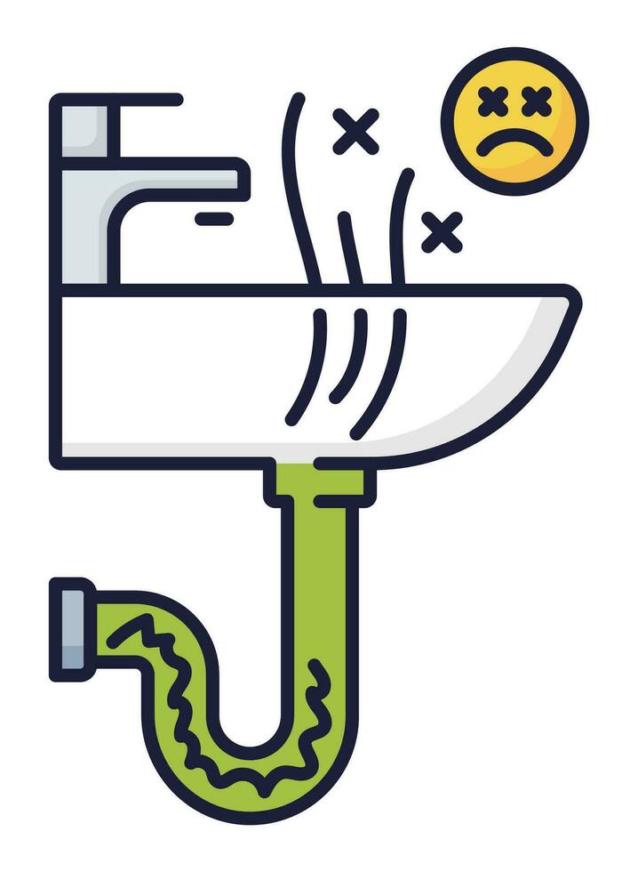 Plumbing service icon, water drain sewerage repair vector