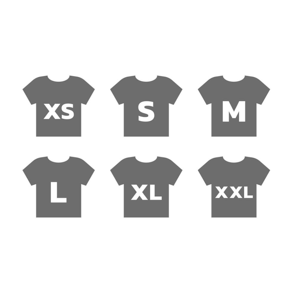 T shirt with l, m, s size icon set. Clothing sizes t-shirt icons. vector