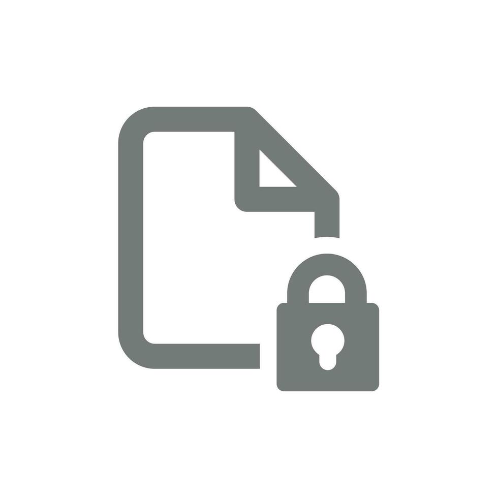 Confidential document vector icon. File page with padlock, confidentiality symbol.