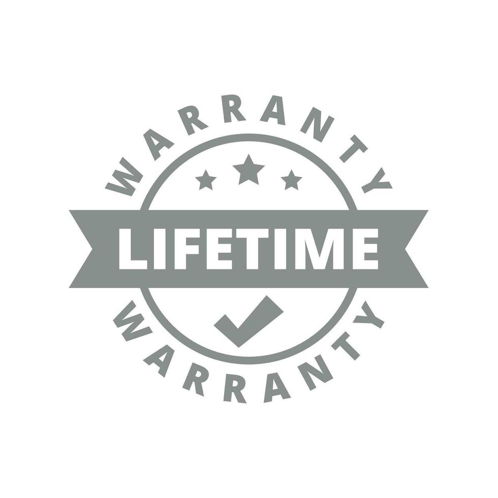 Lifetime warranty vector label. Endless guarantee ribbon badge.