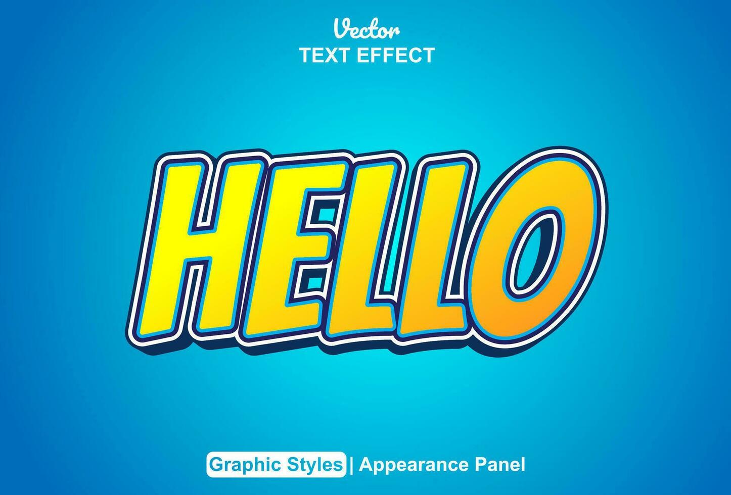 hello text effect with orange graphic style and editable. vector