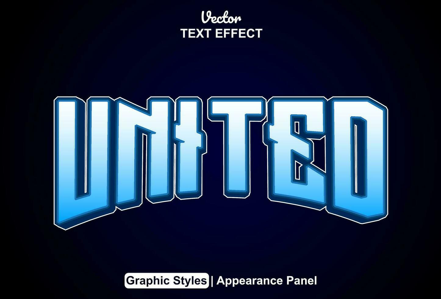 united text effect with blue color editable graphic style. vector