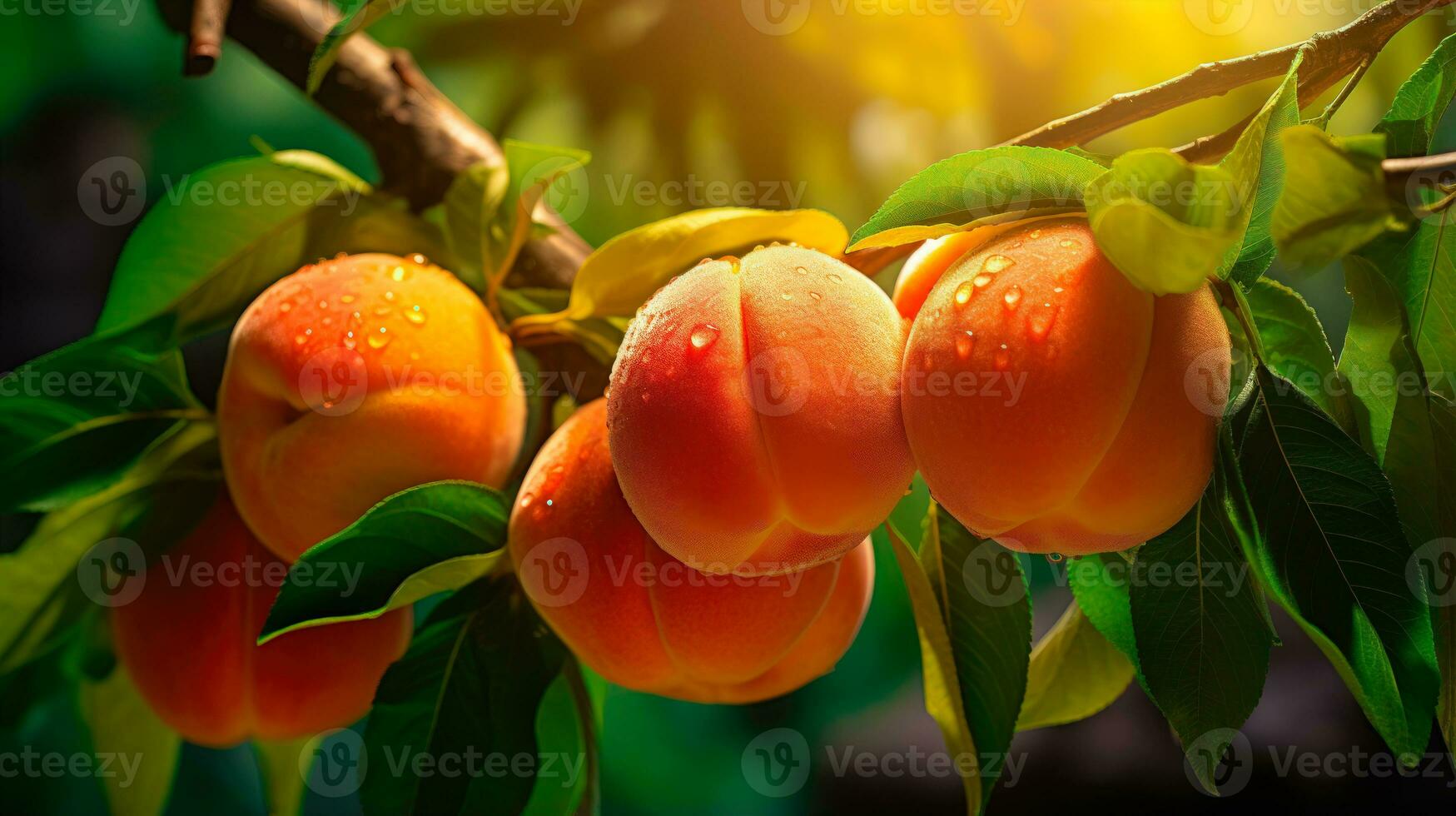 Peachy Perfection Fresh and Delicious Peaches with Water Droplets AI Generated photo