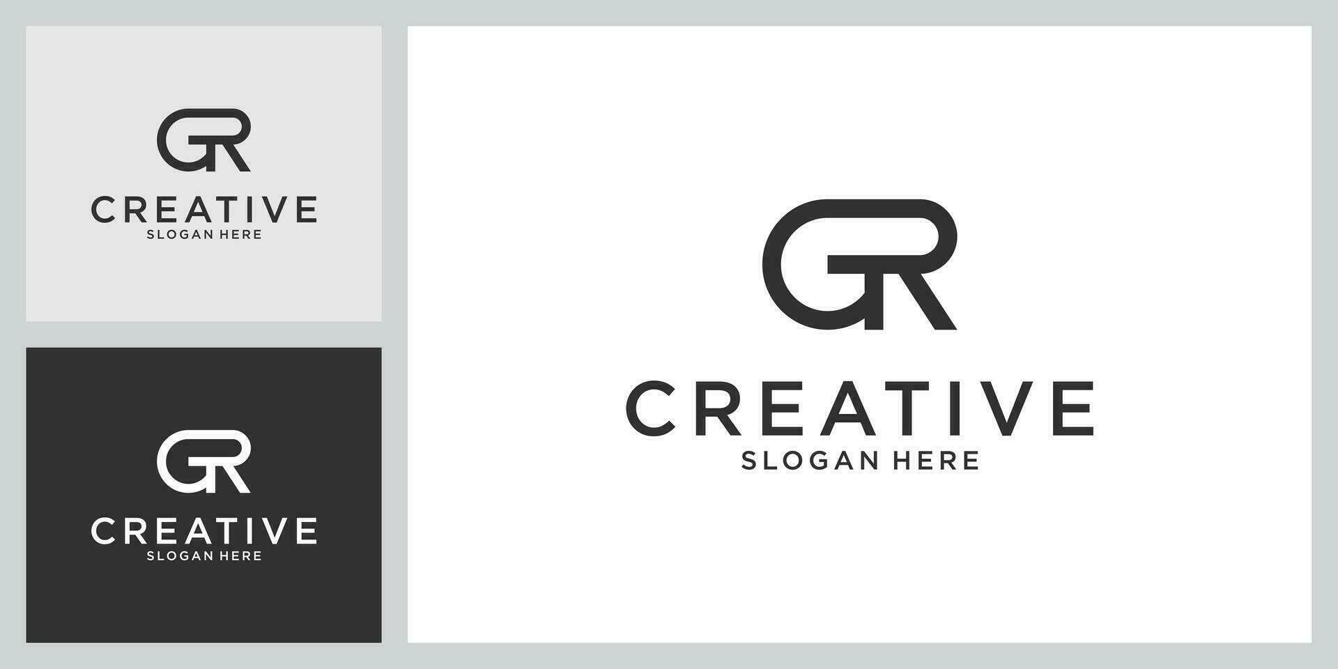 GR or RG initial letter logo design vector
