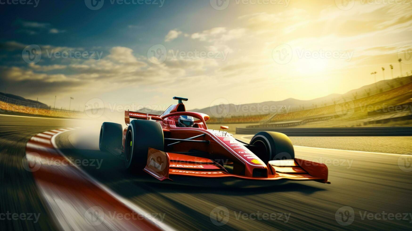 Motorsports Triumph A Victory Lap of a Red Race Car on a Race Day AI Generated photo