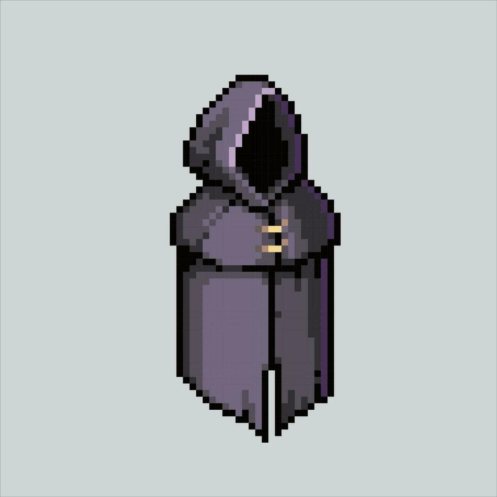 Pixel art illustration cloak. Pixelated magical cloak. Magical Wizard cloak icon pixelated for the pixel art game and icon for website and video game. old school retro. vector