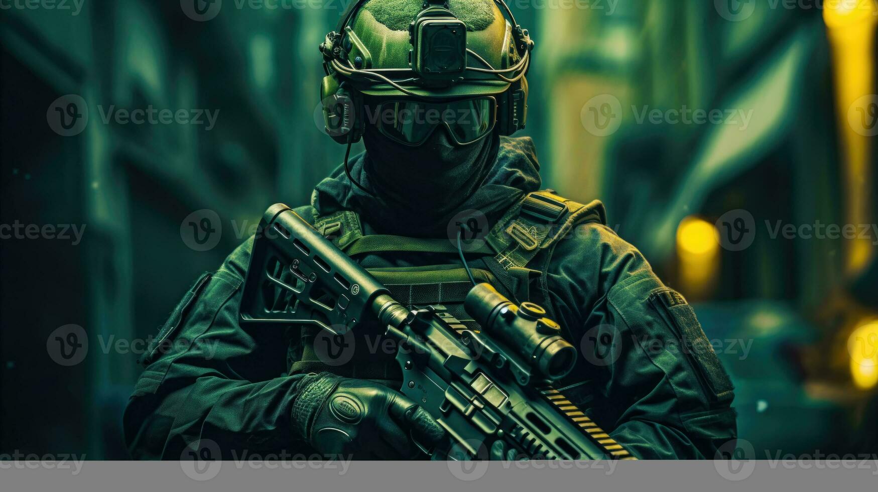 Covert Operative A Special Forces Soldier in a Tactical Uniform and Helmet AI Generated photo