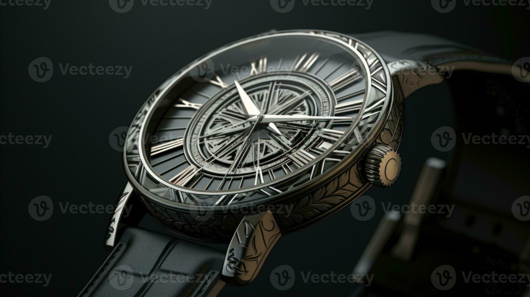 A Timeless Piece A Black and White Watch with Polynesian Art AI Generated photo