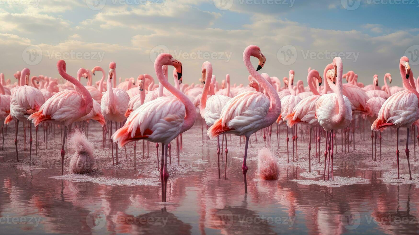 Vibrant Plumage Graceful Birds with Colorful Feathers in Wetland Habitat AI Generated photo