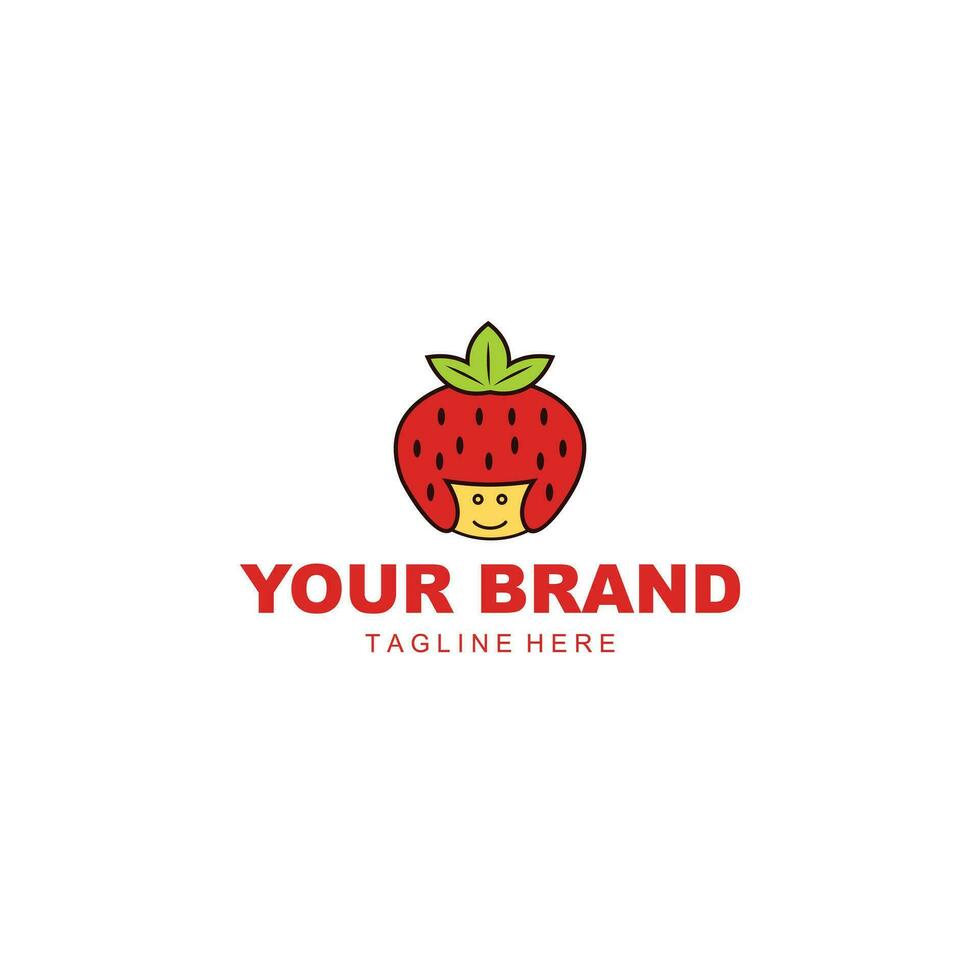 cute strawberry logo vector