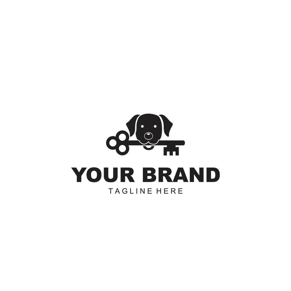 dog logo bites key vector