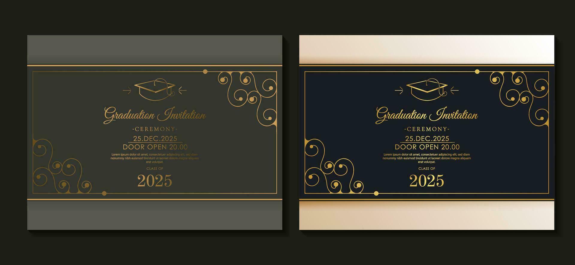 Elegant dark graduation invitation template vector