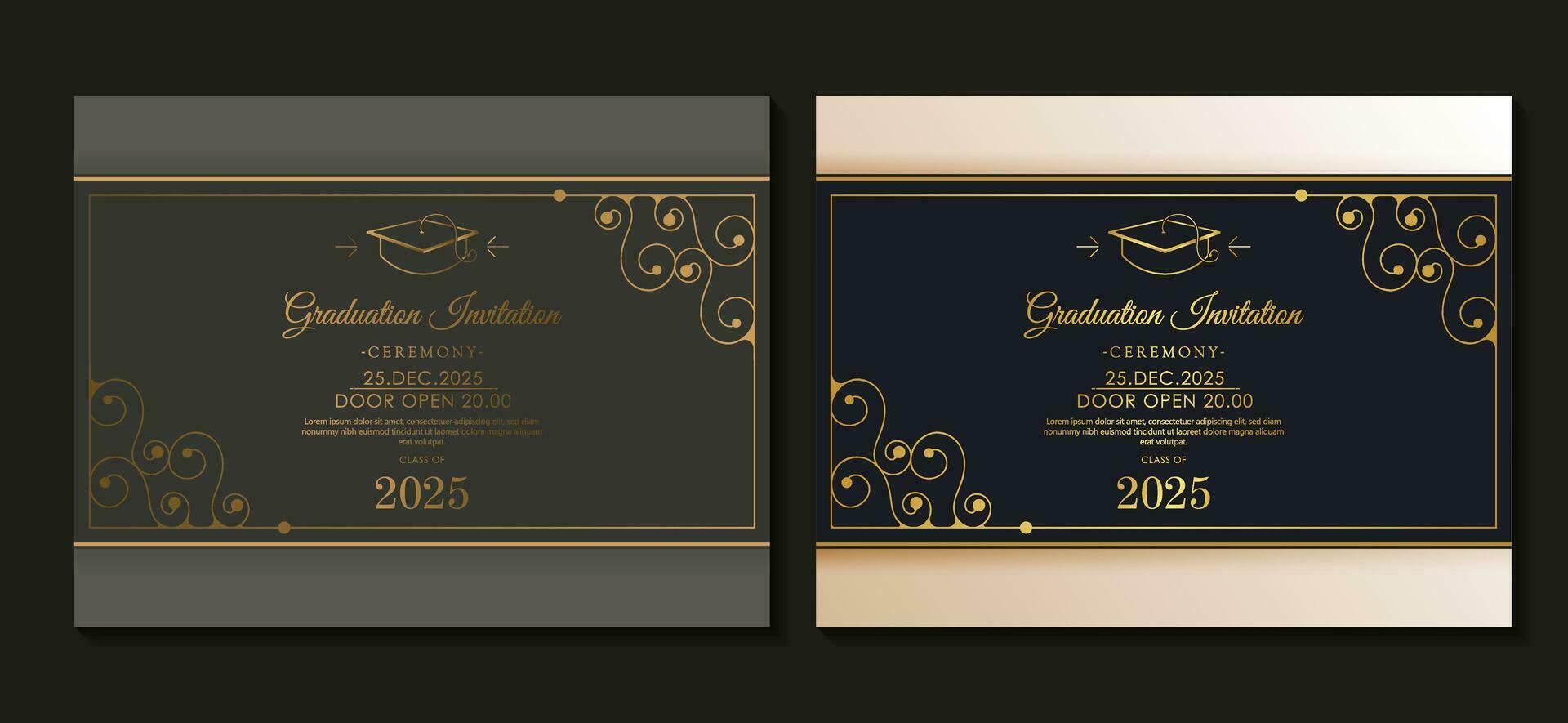 elegante plantilla de invitación de graduación oscura vector