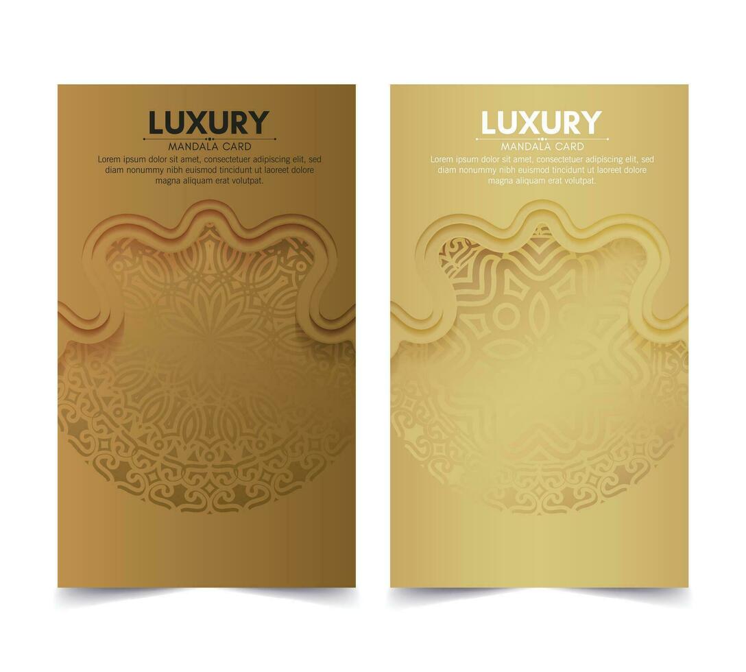 Luxury mandala decorative card in gold color vector