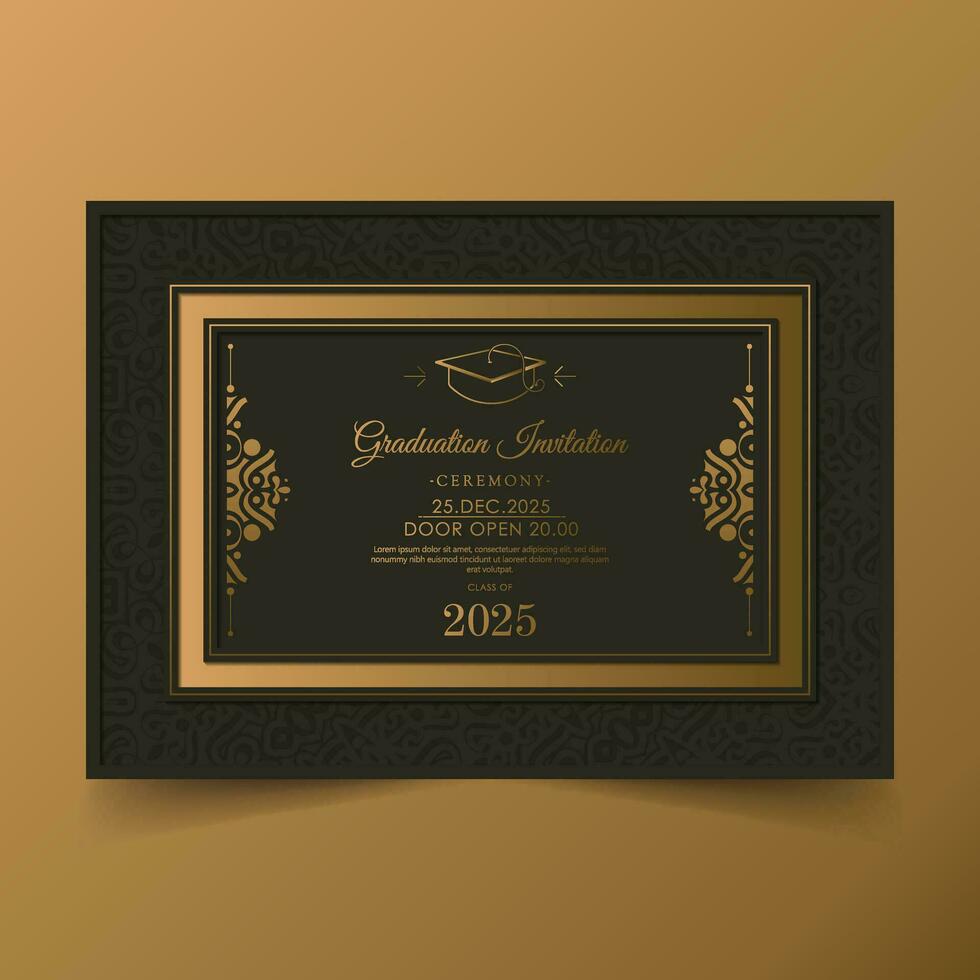 Elegant dark graduation invitation template vector