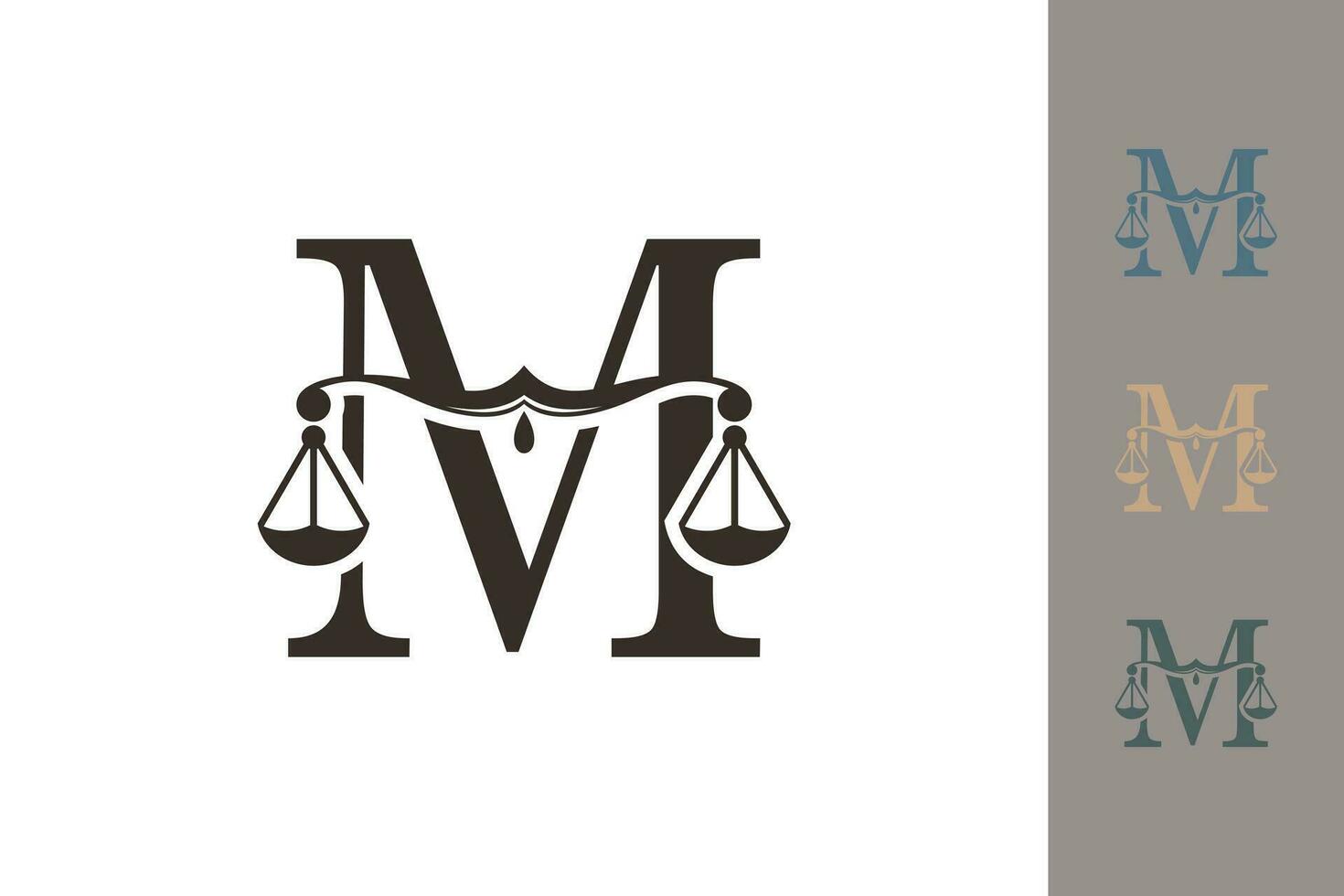 justice law logo with letter m logo design concept vector