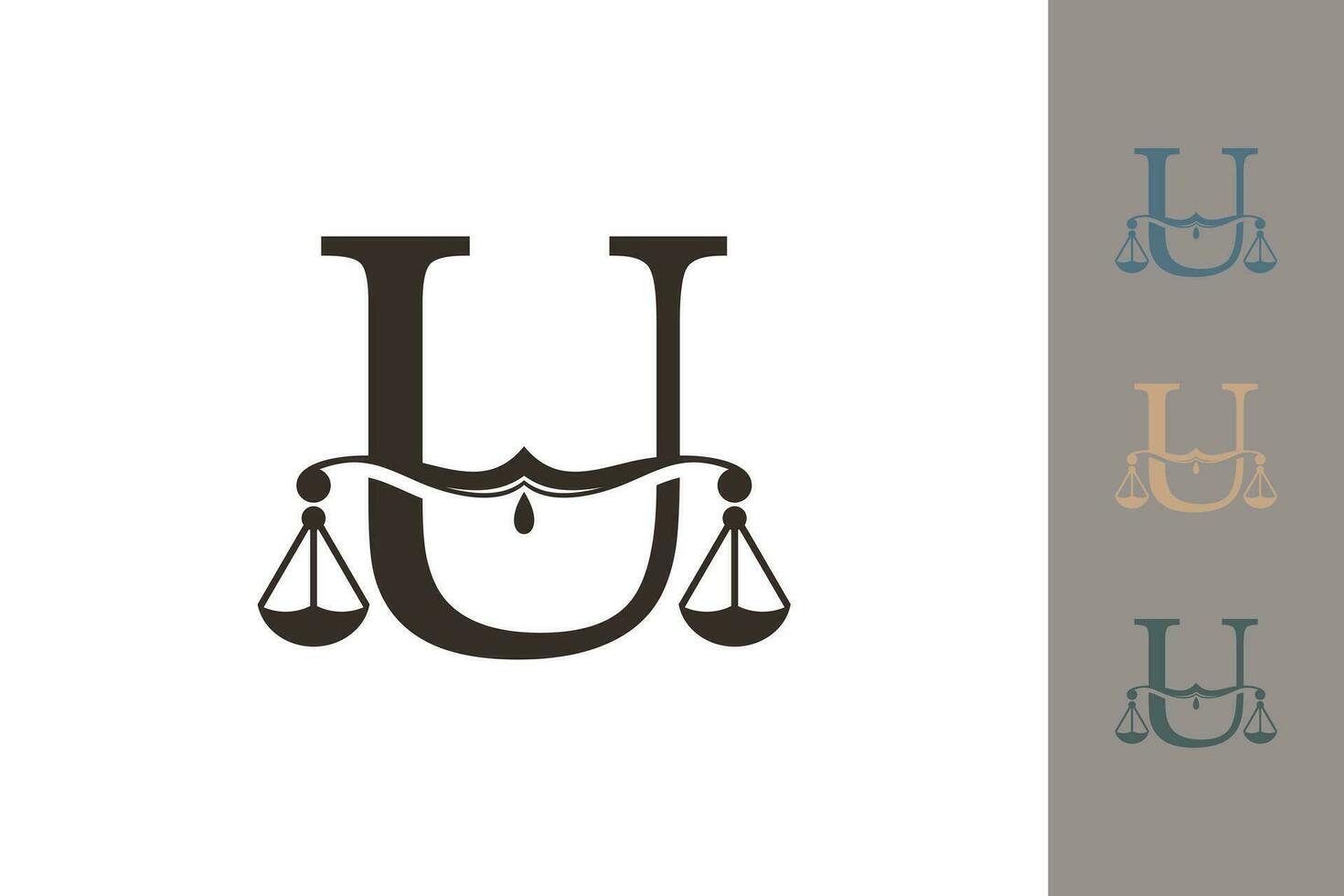 justice law logo with letter u logo design concept vector