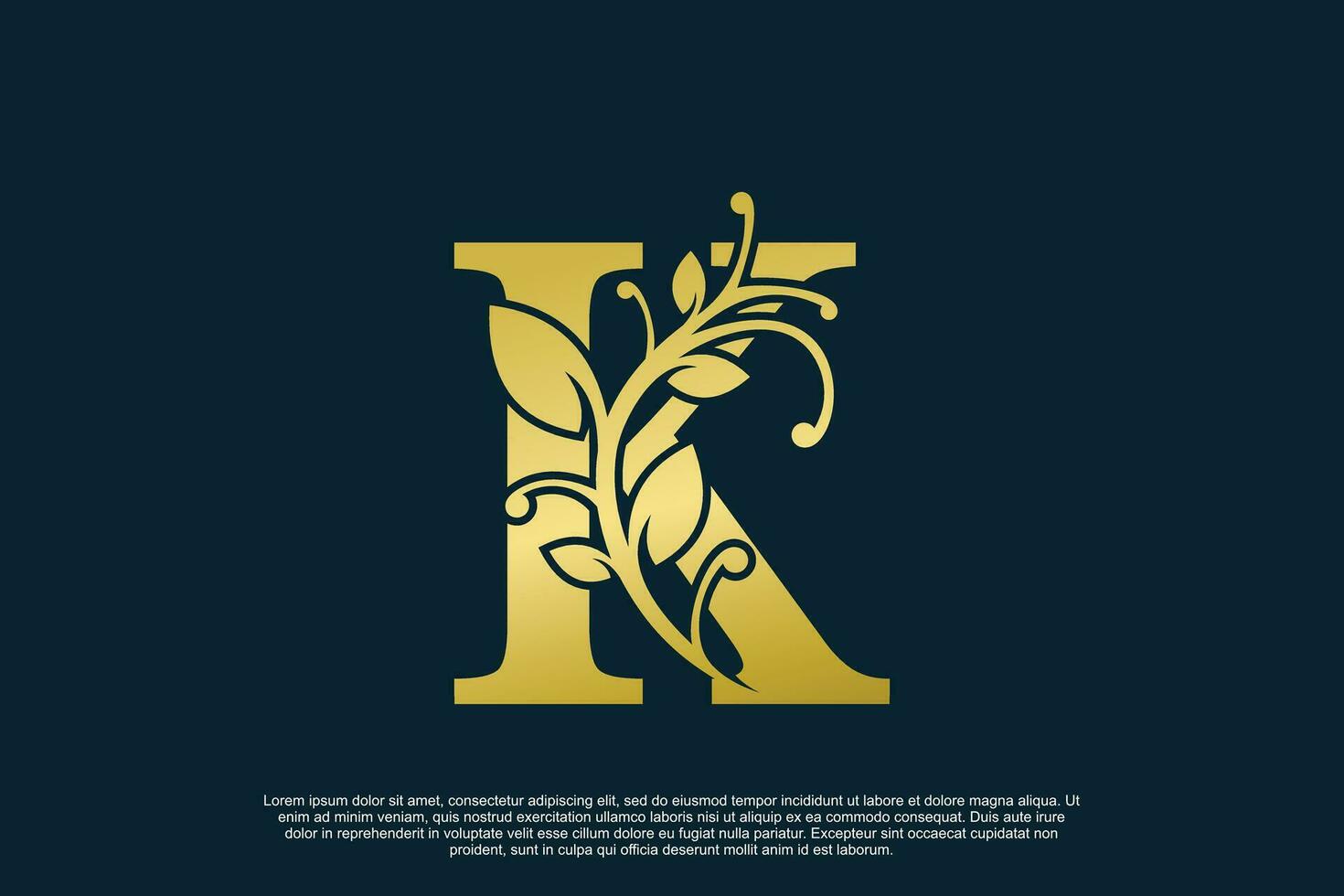 golden elegant logo design with letter k initial concept vector