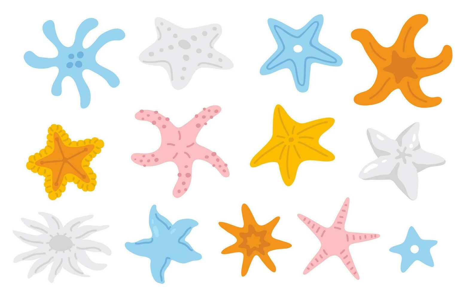 illustration set of cute doodle sea star vector