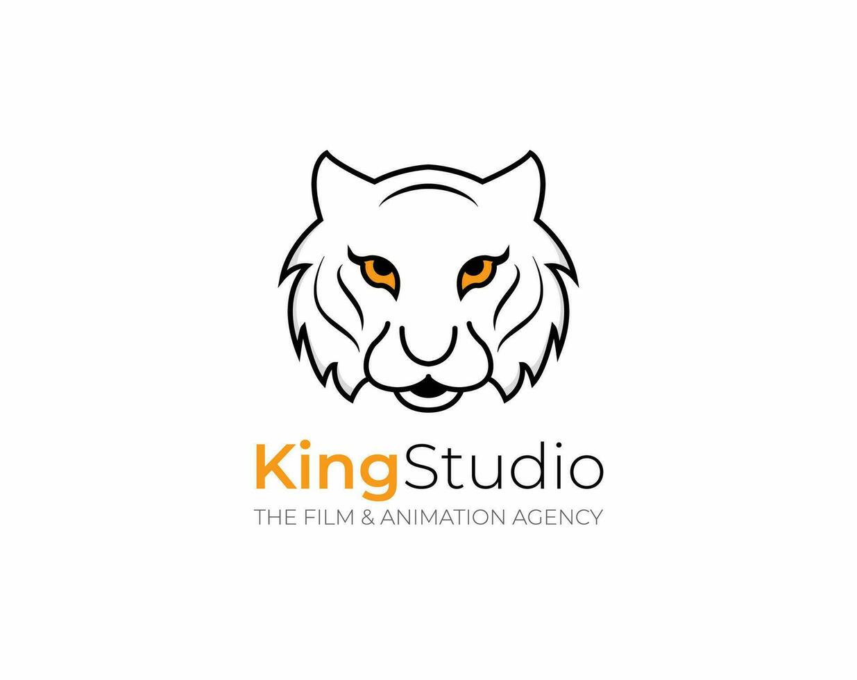 Loin head outline vector logo design