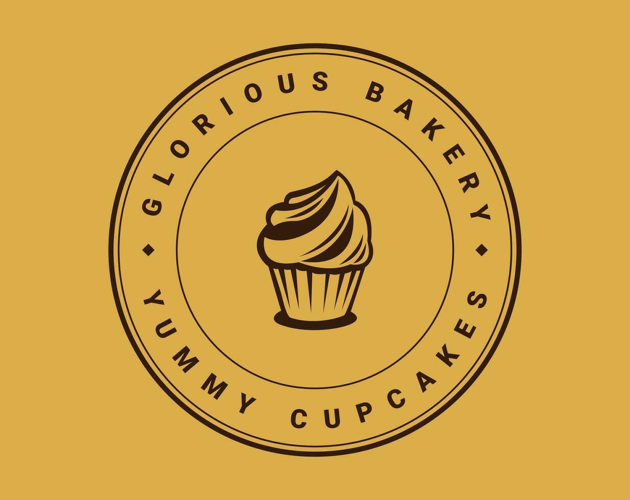 Bakery yummy cupcake vector logo design