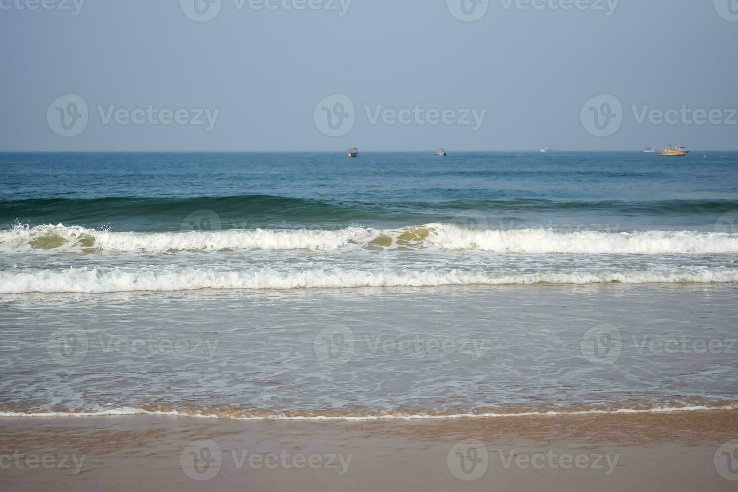 Amazing view of Arabian sea during the morning time in Calangute beach Goa, India, Ocean beach view early morning time photo