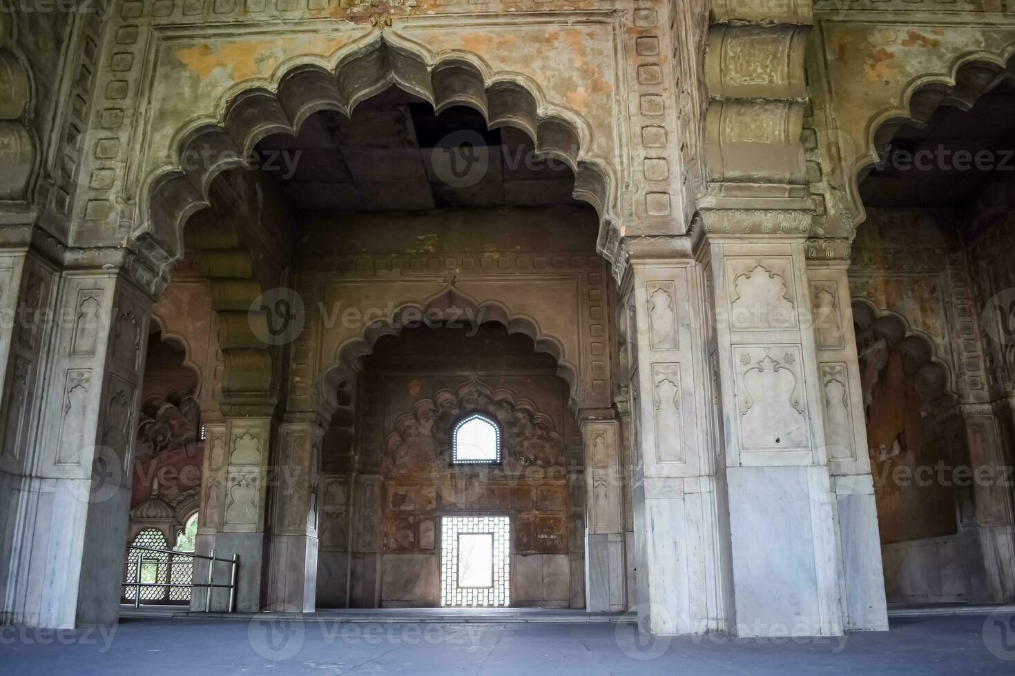 Architectural details of Lal Qila - Red Fort situated in Old Delhi, India, View inside Delhi Red Fort the famous Indian landmarks photo