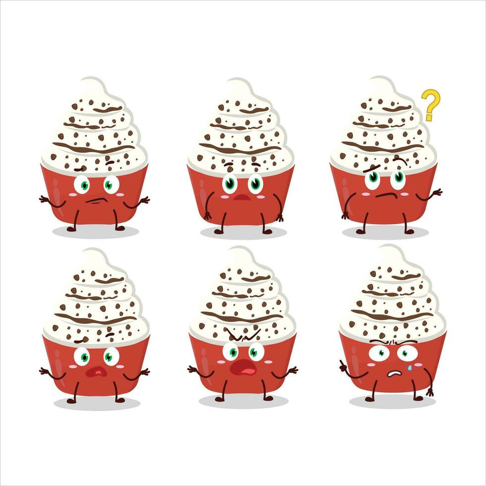 Cartoon character of ice cream vanilla cup with what expression vector