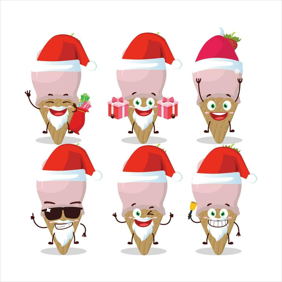 Santa Claus emoticons with ice cream strawberry cartoon character vector