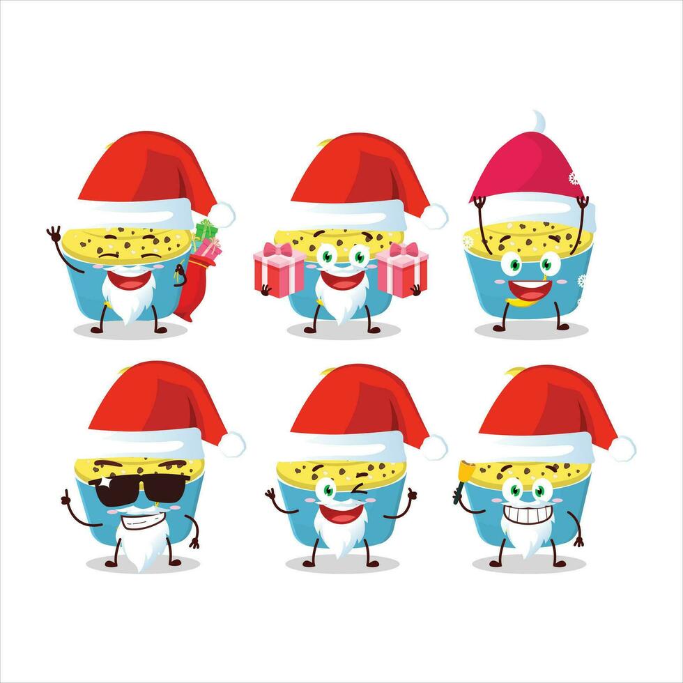 Papa Noel claus emoticones con hielo crema plátano taza dibujos animados personaje vector