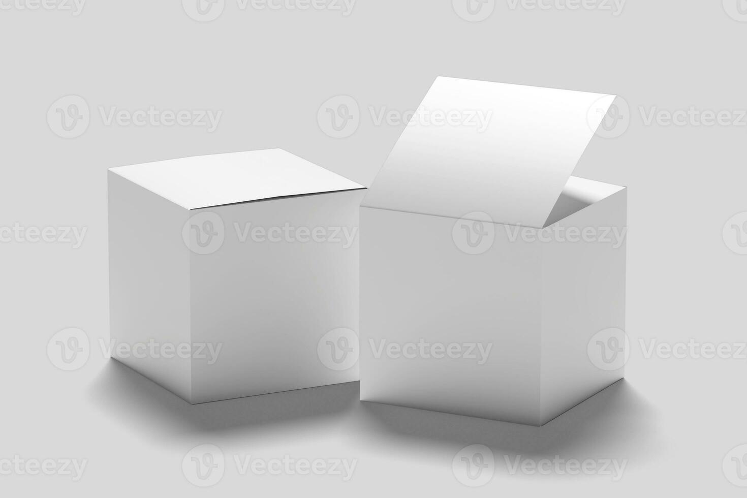 Realistic Square Box Packaging Illustration for Mockup. 3D Render. photo